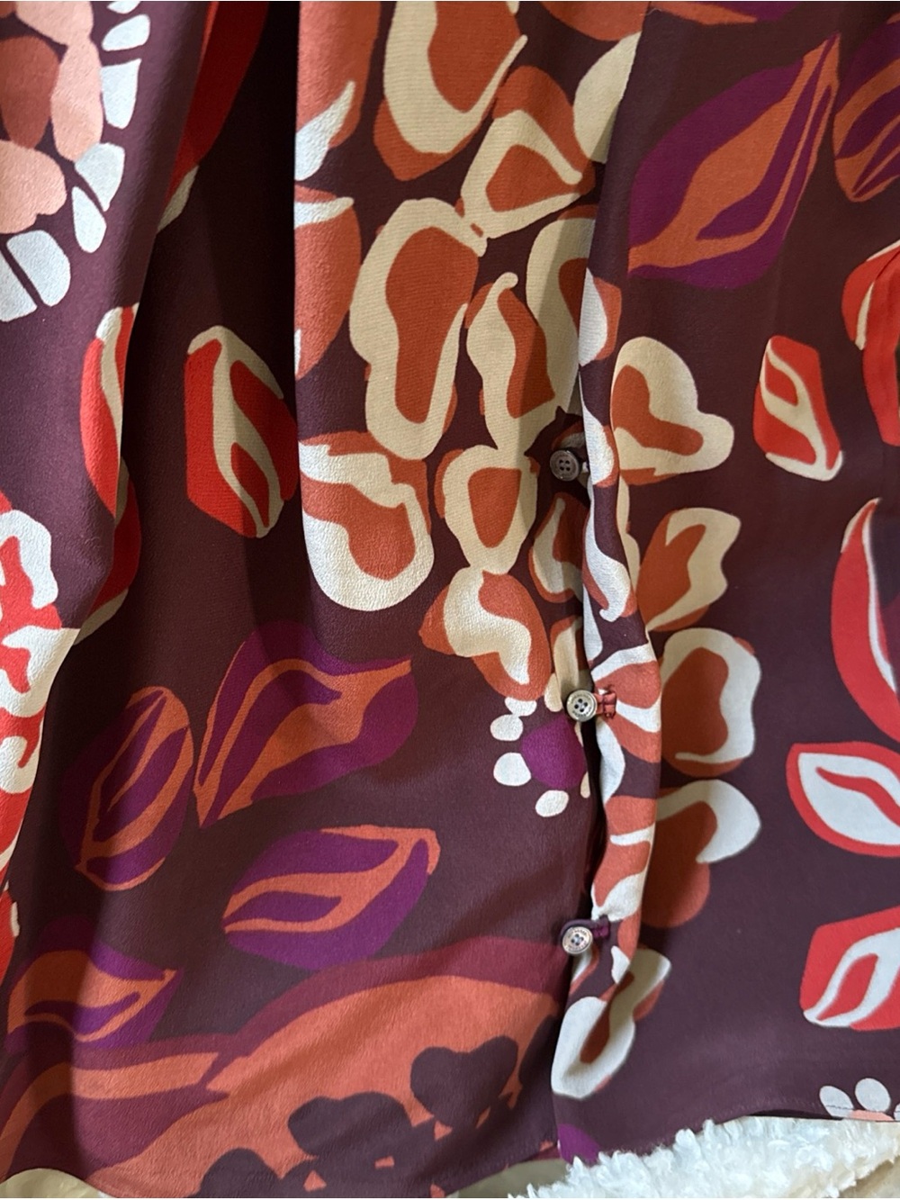 Burberry Long Sleeve Silk Floral Abstract Burgundy Midi Dress W Neck Tie Sz 8 - Picture 6 of 16